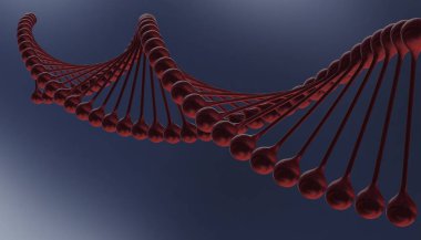DNA renk arka plan ve çeşitli malzeme, 3d render illüstrasyon