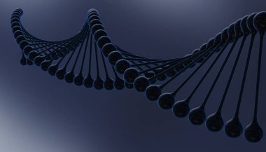 DNA renk arka plan ve çeşitli malzeme, 3d render illüstrasyon