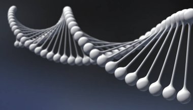 DNA renk arka plan ve çeşitli malzeme, 3d render illüstrasyon