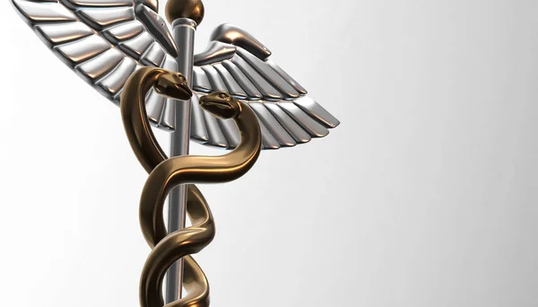Caduceo - simbolo medico, rendering 3d — Foto Stock