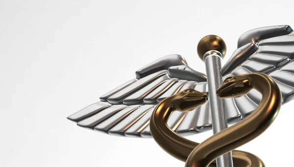 Caduceo - simbolo medico, rendering 3d — Foto Stock