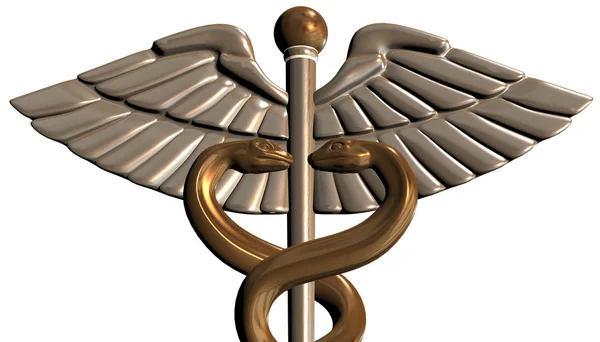 Кадуцей - медичної символ, 3d візуалізації — стокове фото