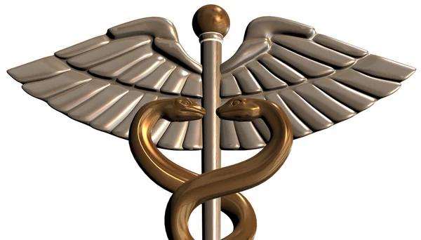 Caduceo - símbolo médico, 3d render — Foto de Stock