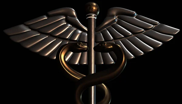 Caduceus - símbolo médico, 3d render — Fotografia de Stock