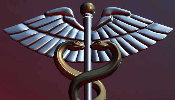 Caduceus - símbolo médico, 3d render — Fotografia de Stock