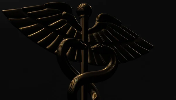 Caduceus - orvosi szimbólum, 3d render — Stock Fotó