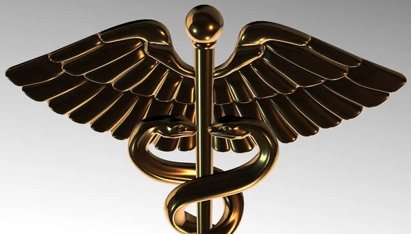 Caduceus - symbol medyczny, 3d render — Zdjęcie stockowe