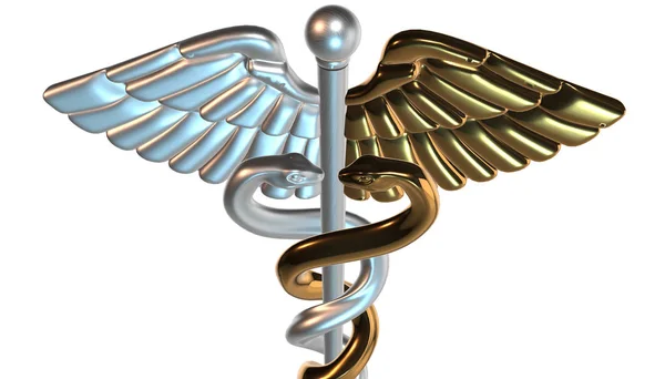 カドゥケウス - 医療のシンボル、3 d のレンダリング — ストック写真