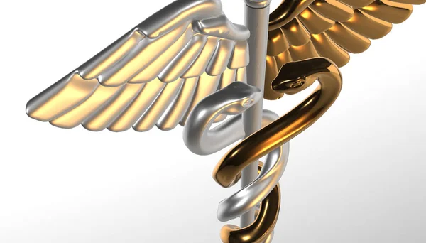 Caduceus - orvosi szimbólum, 3d render — Stock Fotó