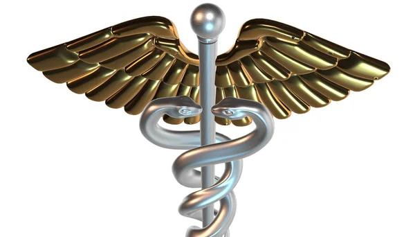 Caduceus - medicinsk symbol, 3d render — Stockfoto