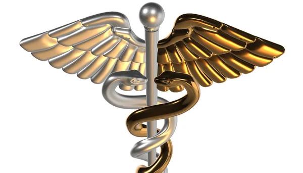 Caduceus - símbolo médico, 3d render — Fotografia de Stock