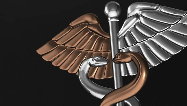 Caduceo - simbolo medico, rendering 3d — Foto Stock