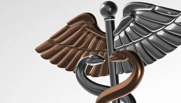 Caduceus - medicinsk symbol, 3d render — Stockfoto