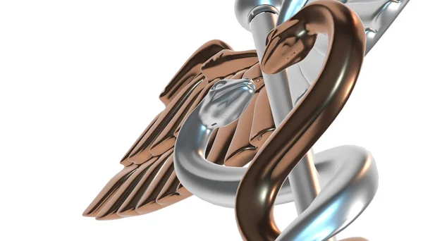 Кадуцей - медицинский символ, 3D рендеринг — стоковое фото
