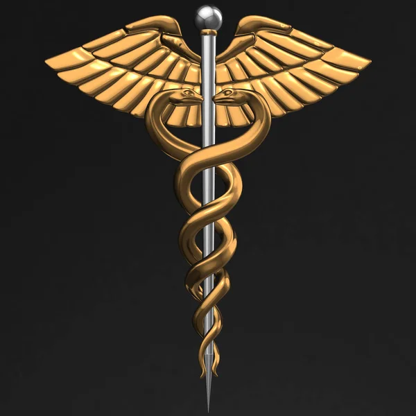 Caduceus - symbol medyczny, 3d render — Zdjęcie stockowe