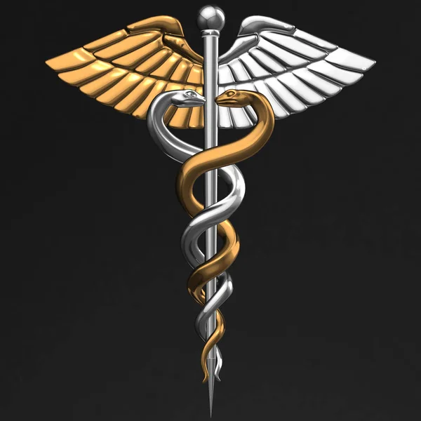 Caduceus - lékařský symbol, 3d vykreslení — Stock fotografie