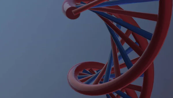 ADN en fondo de color y varios materiales, ilustración de renderizado 3d —  Fotos de Stock