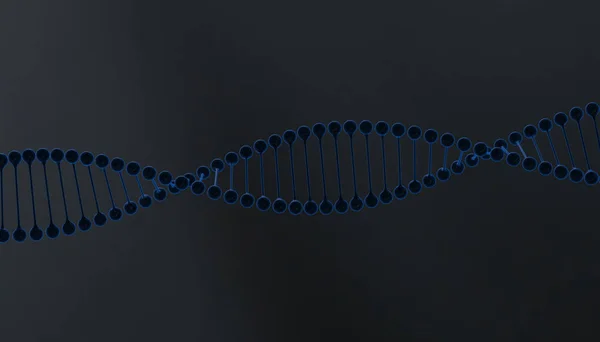 DNA σε έγχρωμο φόντο και διάφορα υλικά, 3d καθιστούν εικονογράφηση — Φωτογραφία Αρχείου