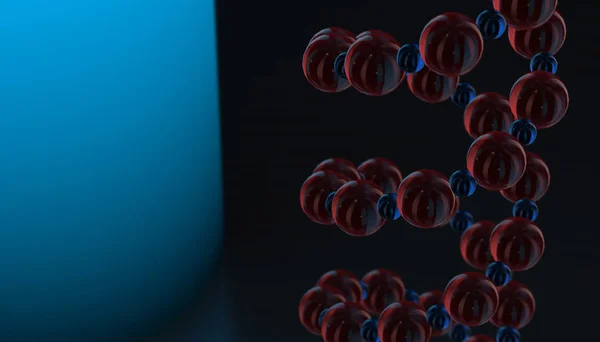 DNA sullo sfondo a colori e vari materiali, illustrazione di rendering 3d — Foto Stock