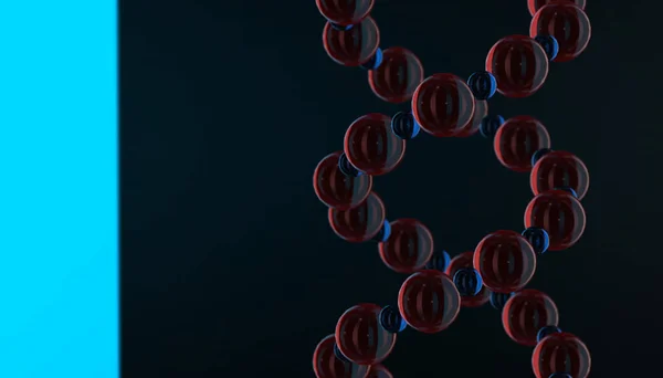 ADN en fondo de color y varios materiales, ilustración de renderizado 3d —  Fotos de Stock