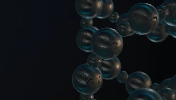 DNA σε έγχρωμο φόντο και διάφορα υλικά, 3d καθιστούν εικονογράφηση — Φωτογραφία Αρχείου