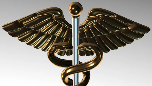 Caduceus - tıbbi sembolü, 3d render — Stok fotoğraf