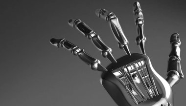Robot mekanik sibernetik metal kol. 3D render