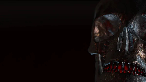 Human Skull Dark Background Death Horror Anatomy Halloween Symbol Rendering — Stock Photo, Image