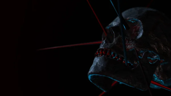 Cráneo Humano Con Fondo Oscuro Muerte Horror Anatomía Símbolo Halloween —  Fotos de Stock