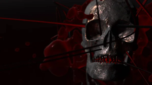 Crânio Humano Com Fundo Escuro Morte Horror Anatomia Símbolo Dia — Fotografia de Stock