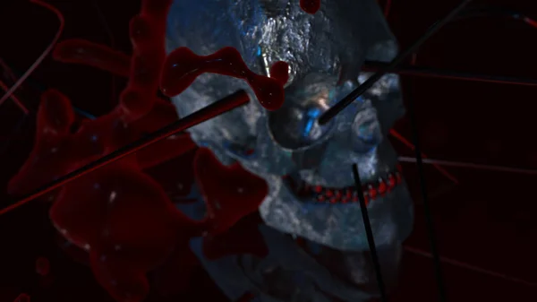 暗い背景を持つ人間の頭蓋骨 解剖学 ハロウィーンのシンボル 3Dレンダリング 3Dイラスト — ストック写真