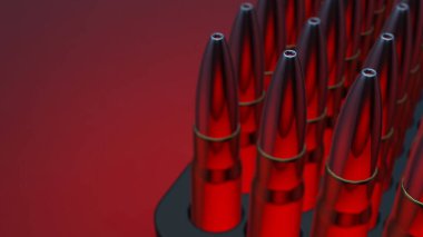 Kurşun izole edildi. Tüfek için fişekler ve siyah bir karabina. 3d hazırlayıcı