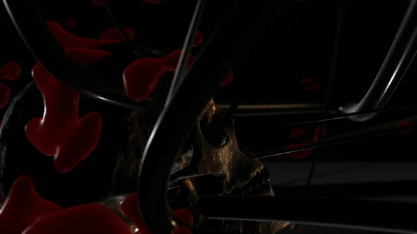Человеческий Череп Тёмным Фоном Смерть Ужас Анатомия Символ Хэллоуина Рендеринг — стоковое фото
