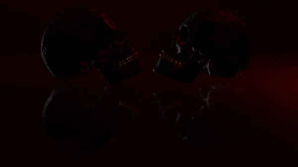 어두운 인간의 두개골이요 해부학 그리고 할로윈의 렌더링 — 스톡 사진