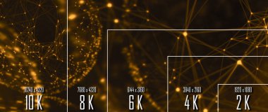 10K / 8K / 6K / 4K / 2K TV çözünürlük ekranı kararların karşılaştırılması ile birlikte. 3 Boyutlu Hazırlama