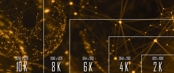 10K Телевізійний Дисплей Роздільною Здатністю Порівняння Візуалізація Стокове Зображення