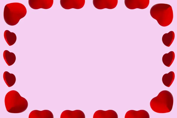 Corazón Rojo Marco Imagen Sobre Fondo Rosado Concepto Valentines — Foto de Stock