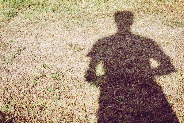 Fotograaf Gebruikt Zijn Schaduw Het Gras Prachtig Licht Prachtige Schaduwen — Stockfoto