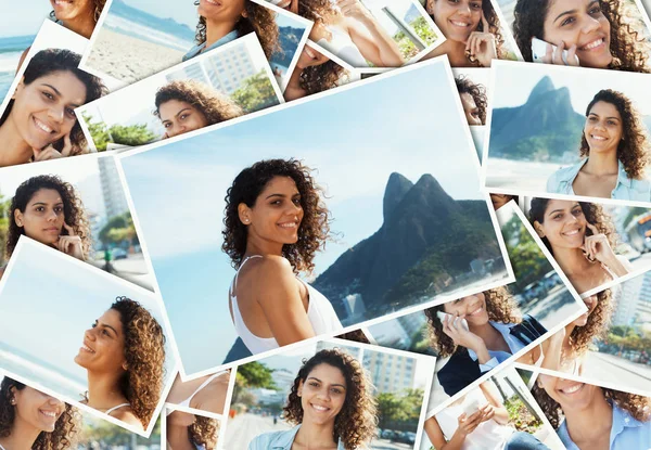 Collage av en ung latin kvinna på Rio de Janeiro — Stockfoto