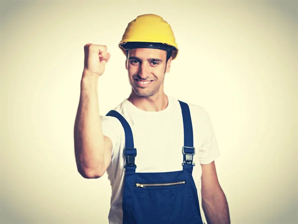 Successful latin construction worke in vintage retro look — Stock Photo, Image
