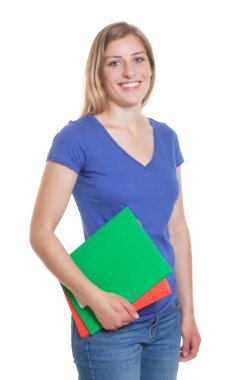 Mavi gömlekli çekici Alman öğrenci 