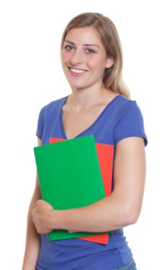 Mavi gömlekli çekici Alman öğrenci 