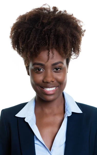 Foto de passaporte de uma mulher de negócios afro-americana rindo — Fotografia de Stock