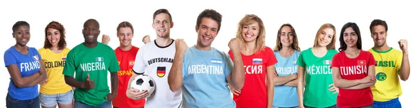 Soccer fan from Argentina with fans from other countries — Stock Photo, Image