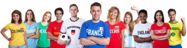 Diğer ülkelerden gelen hayranları ile Fransa futbol fan