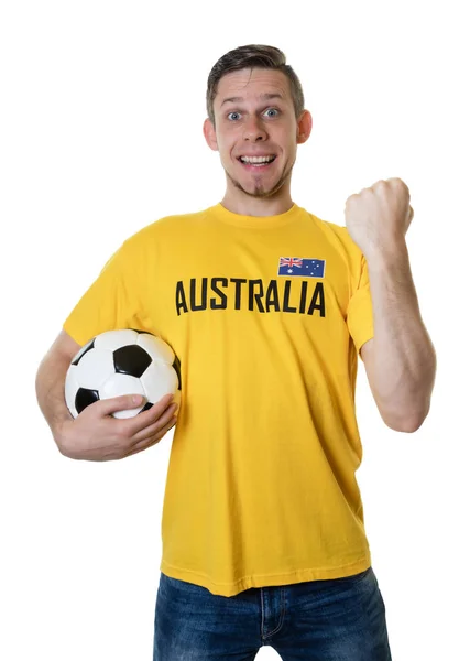 Torcida torcedor de futebol australiano com bola — Fotografia de Stock