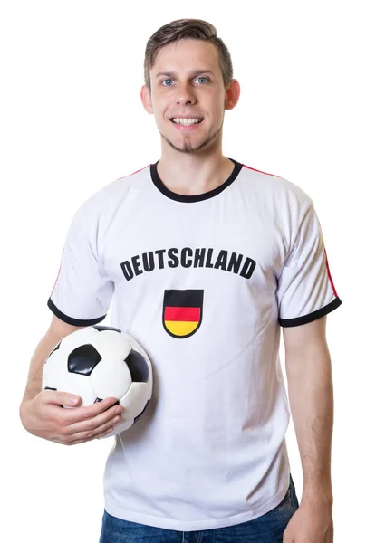 Heureux fan de football allemand avec ballon — Photo