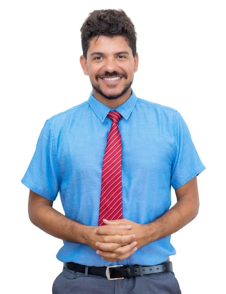 Homem de negócios hispânico rindo com barba — Fotografia de Stock