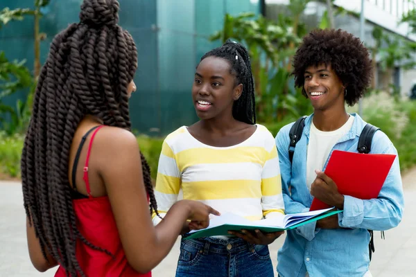 Gruppe afrikanisch-amerikanischer Studentinnen und Studenten im Gespräch — Stockfoto