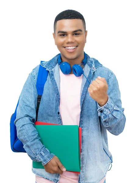 Jubelnder brasilianischer Student mit Zahnspange — Stockfoto